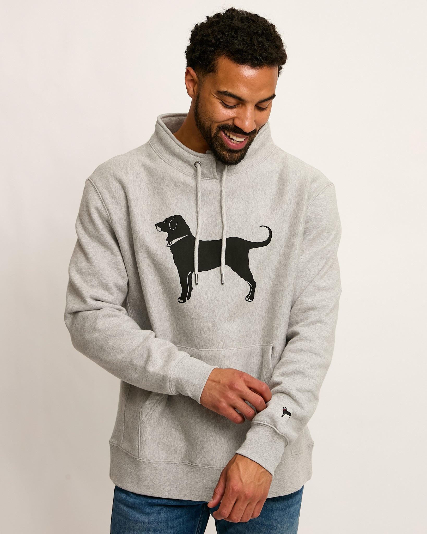the black dog sweater Classic Heavyweight Fisherman POLO GREY / SMALL