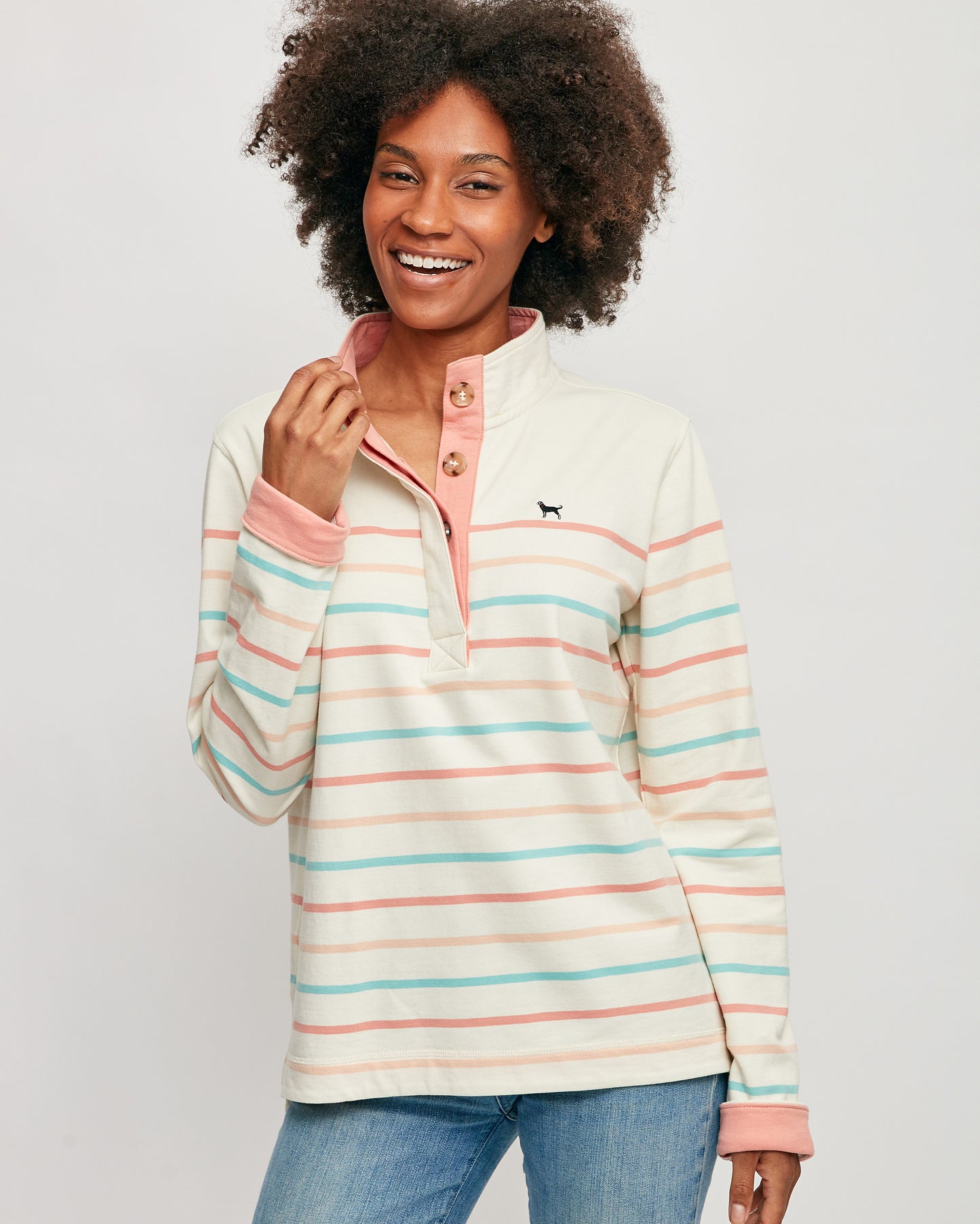 Ladies Skipper Button Mockneck