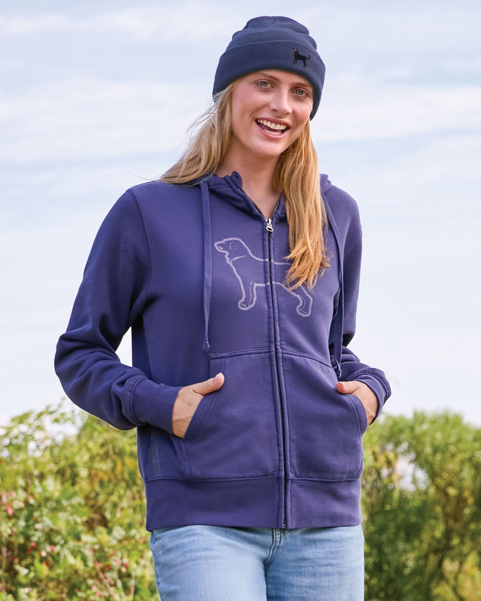 Ladies Classic Full Zip Hoodie – The Black Dog - Main Image