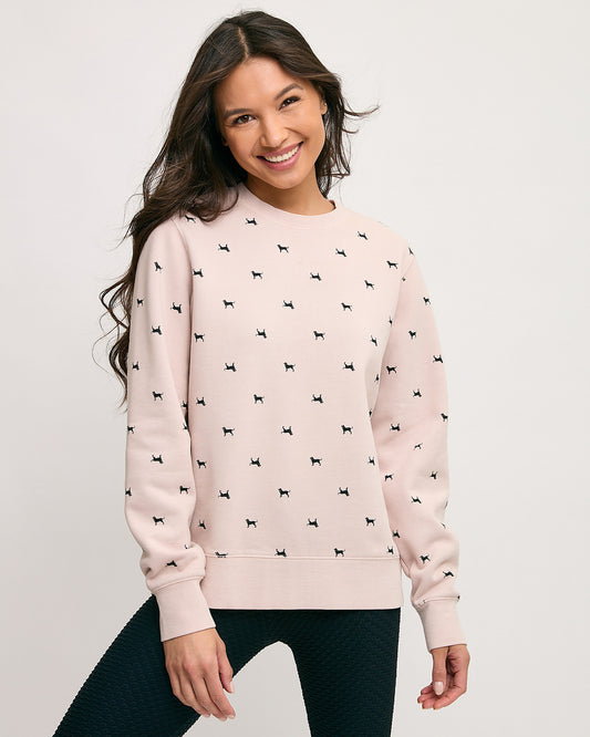 Ladies Tossed Dog Crewneck Sweatshirt