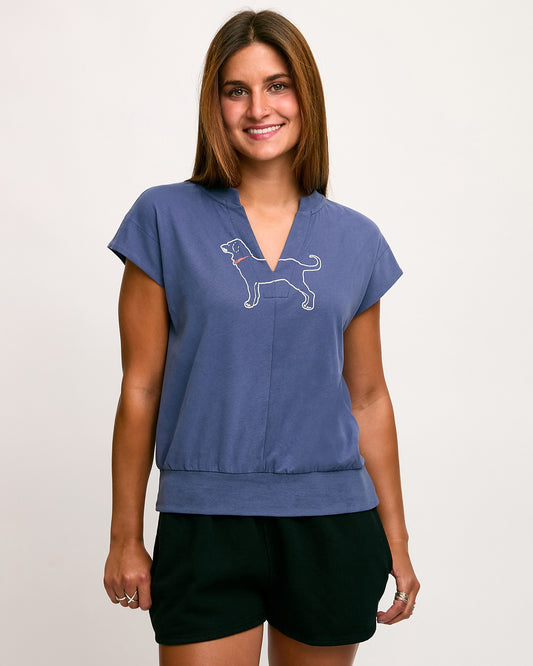 Ladies V-Neck Cropped Shortsleeve Cadet