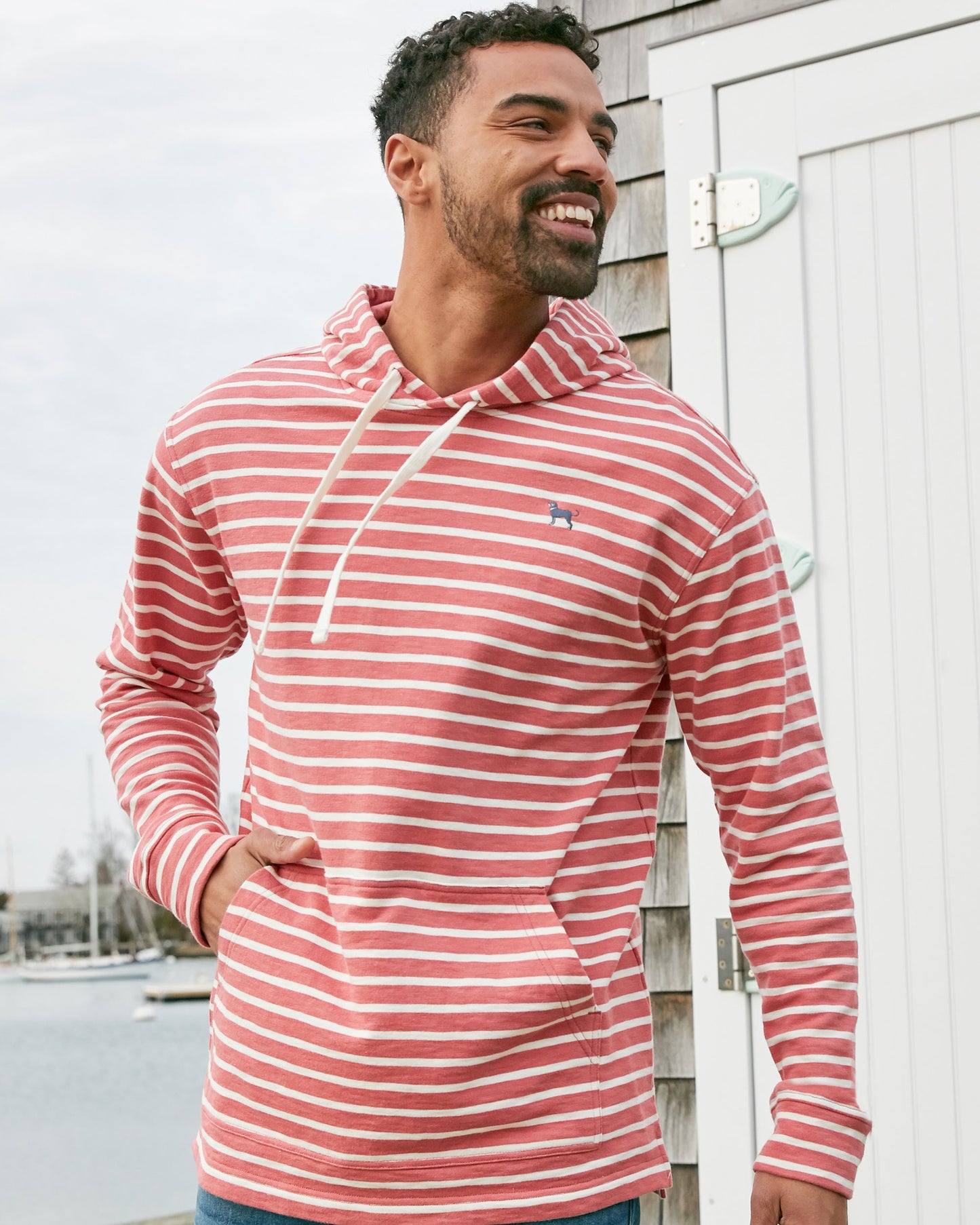Mens Cove Terry Stripe Hoodie