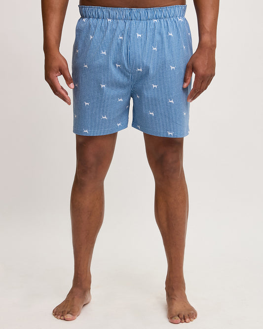 Mens Stripe Dog Knit Boxer