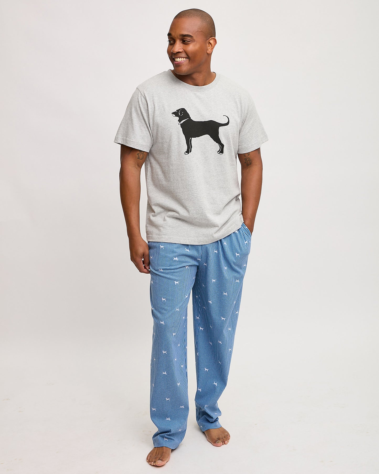 Mens Strip dog Knit PJ Pant