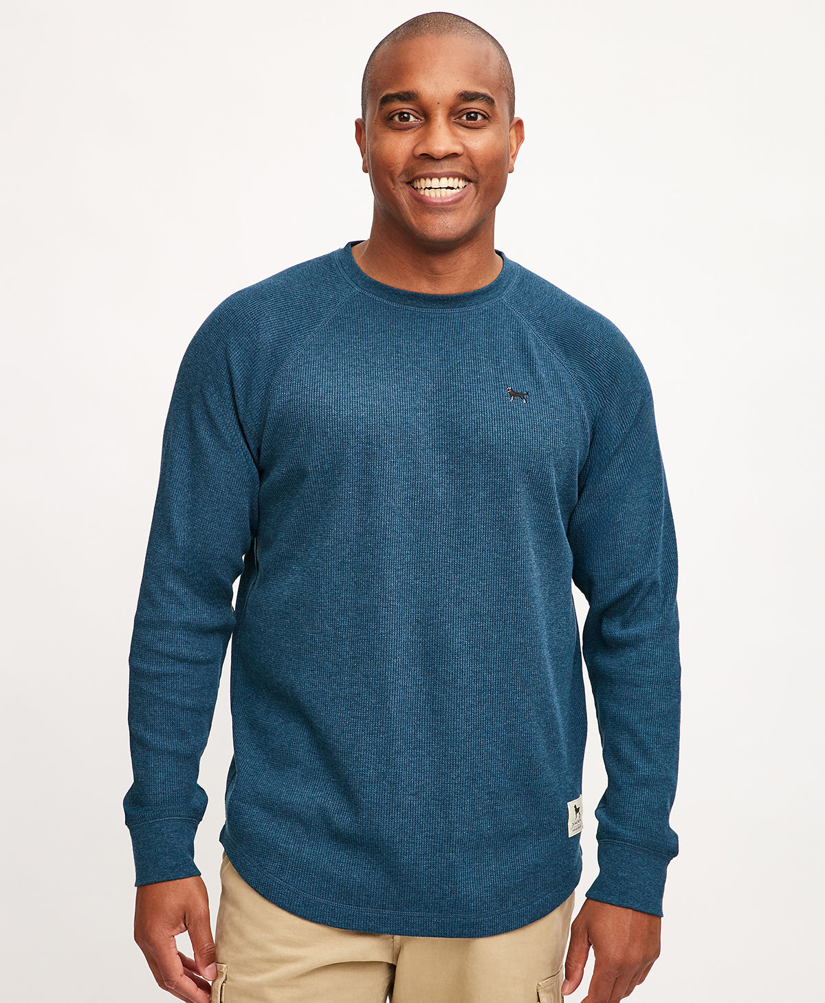 Great Giant Mens Longsleeve Thermal Crewneck Teal Heather Large