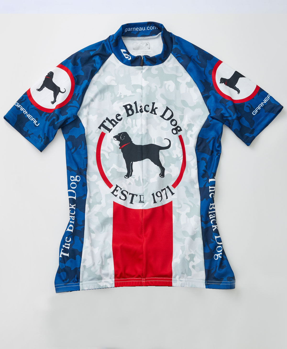 Ladies Canine Camo Shortsleeve Bike Jersey, Blue Canine Camo / Extra Large
