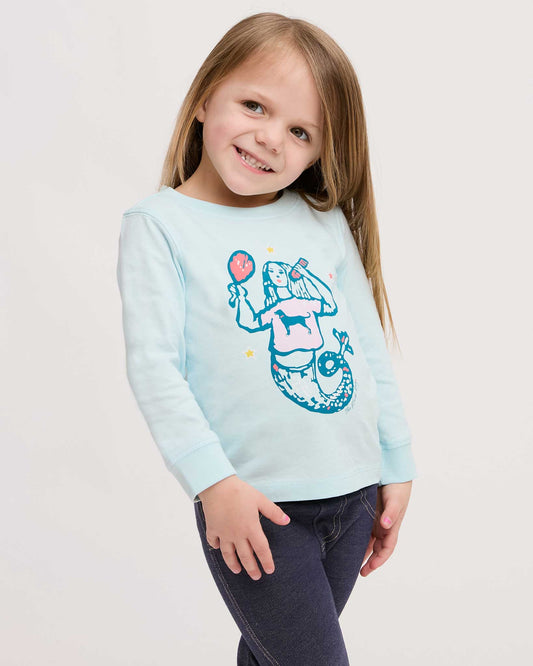 Lil Kids Woodcut Mermaid Classic Longsleeve Tee