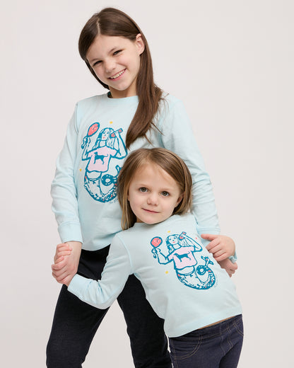 Lil Kids Woodcut Mermaid Classic Longsleeve Tee