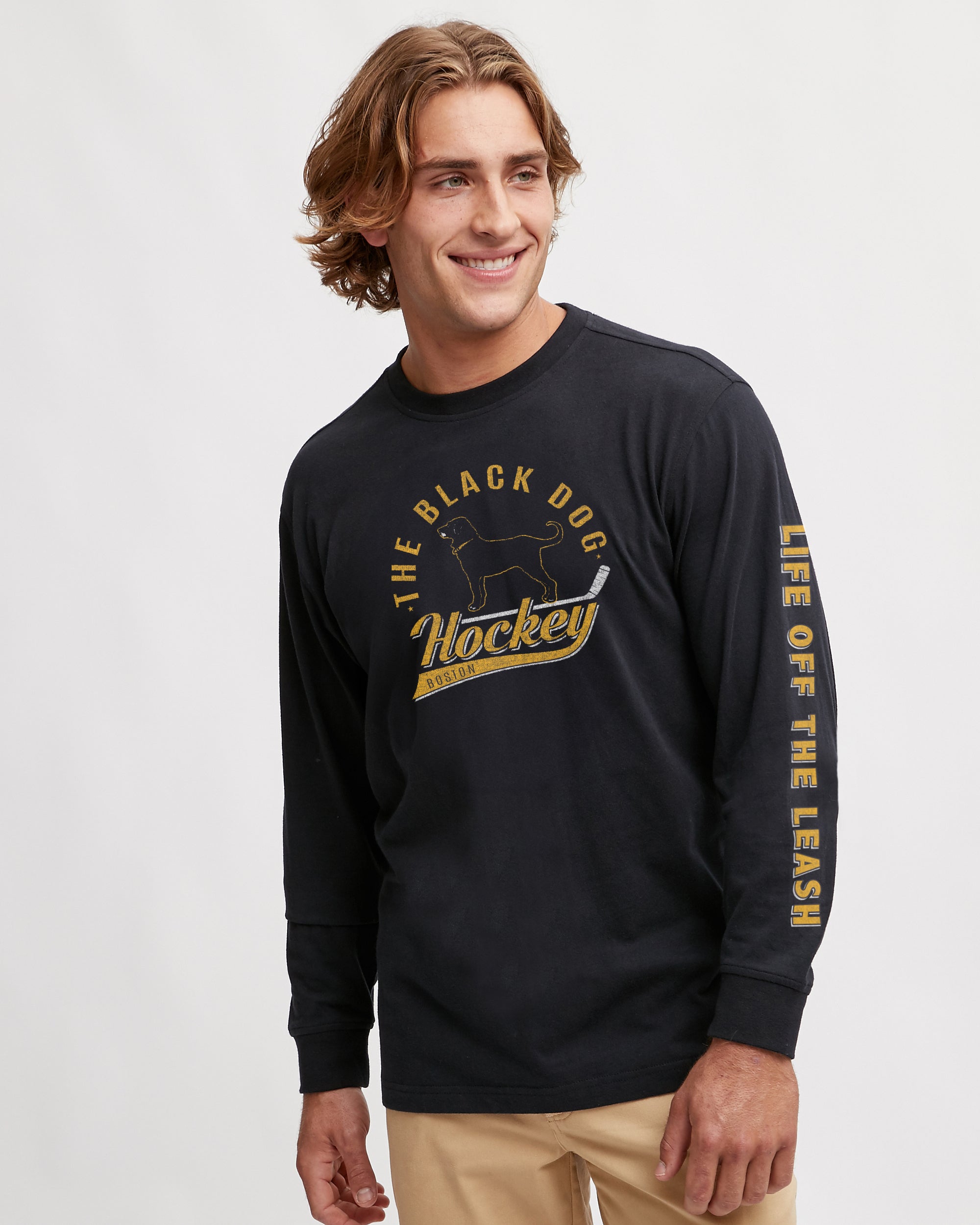 Adult Longsleeve Black And Gold Tee – The Black Dog