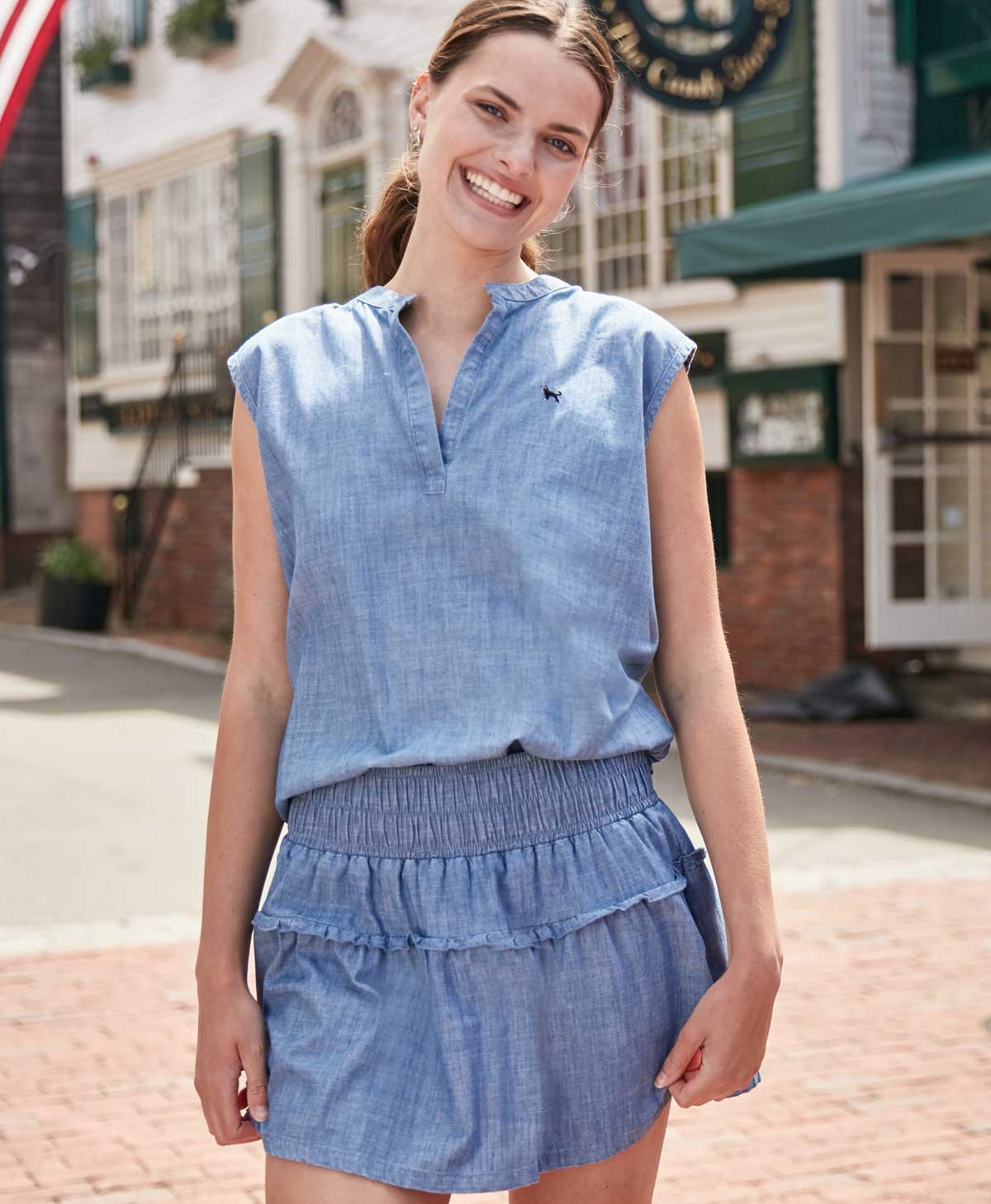 Ladies Sandy Chambray Shortsleeve Shirt