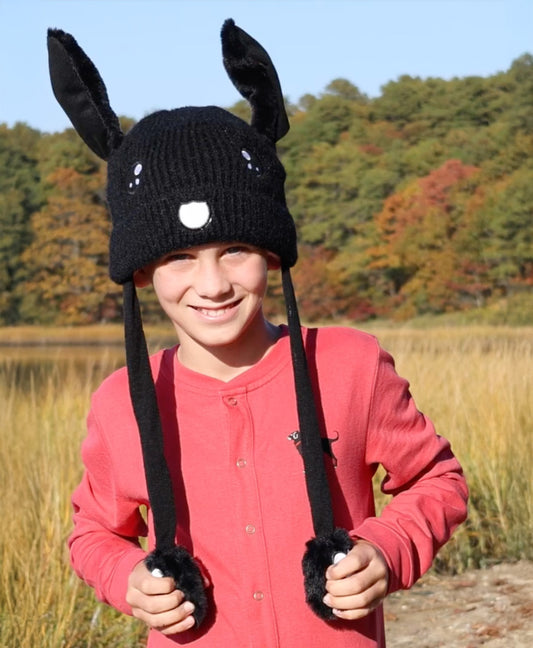 Black Dog Happy Puppy Hat