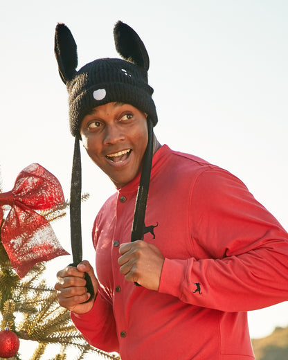 Black Dog Happy Puppy Hat