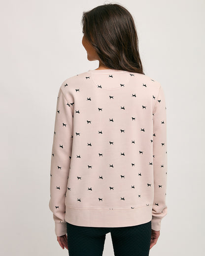 Ladies Tossed Dog Crewneck Sweatshirt