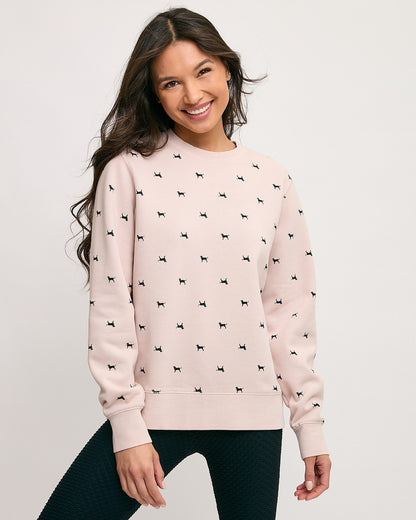 Ladies Tossed Dog Crewneck Sweatshirt