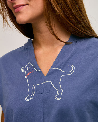 Ladies V-Neck Cropped Shortsleeve Cadet