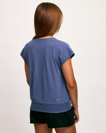 Ladies V-Neck Cropped Shortsleeve Cadet