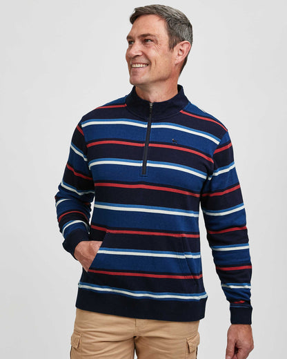 Men's Indigo Stripe 1/2 Zip