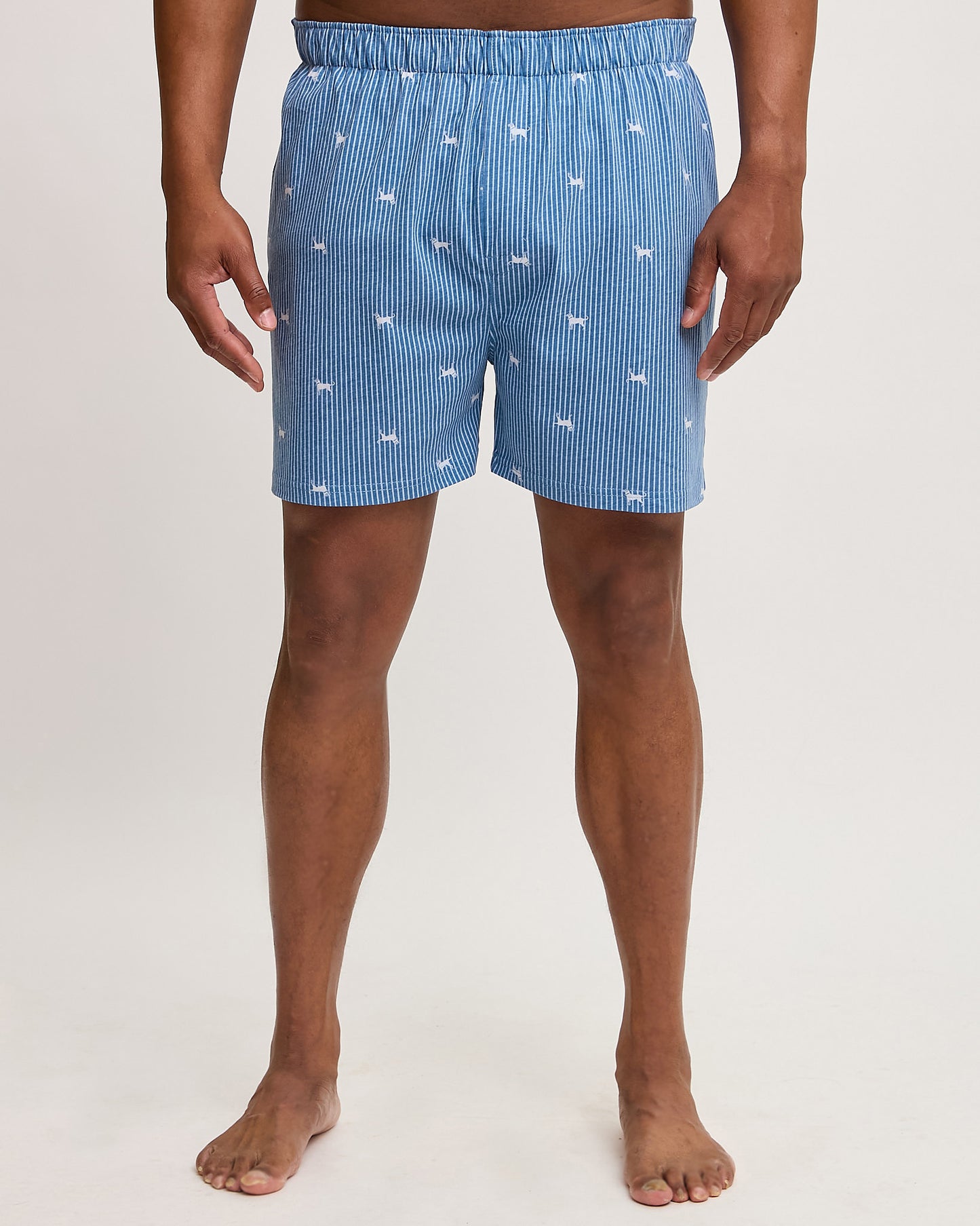 Mens Stripe Dog Knit Boxer