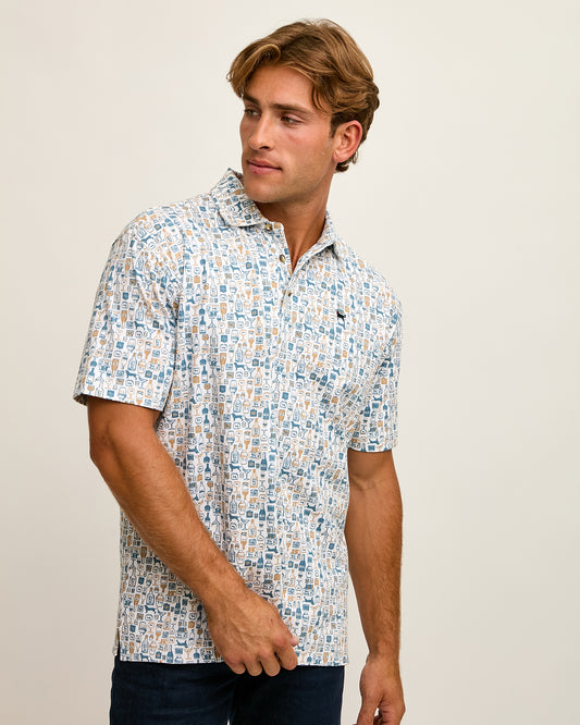 Mens Links Rum Printed SS Polo