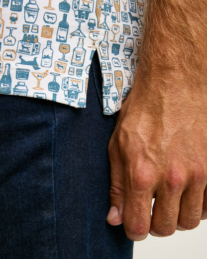 Mens Links Rum Printed SS Polo