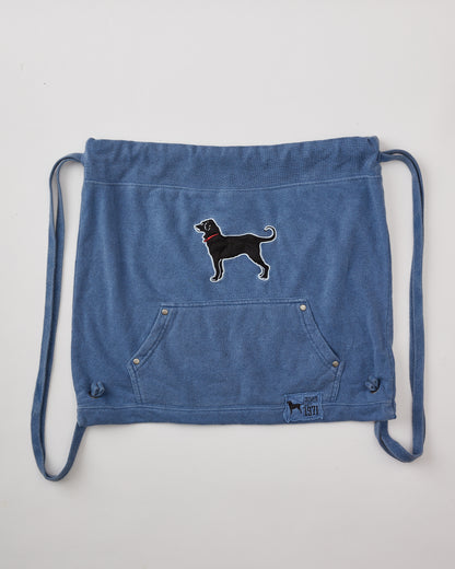 Black Dog Fleece Drawstring Bag