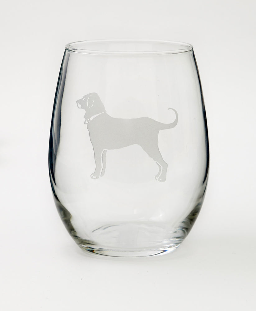 Etched Stemless Wineglass The Black Dog