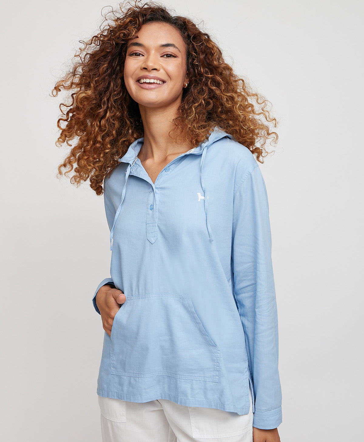 Blue deals hooded shirt