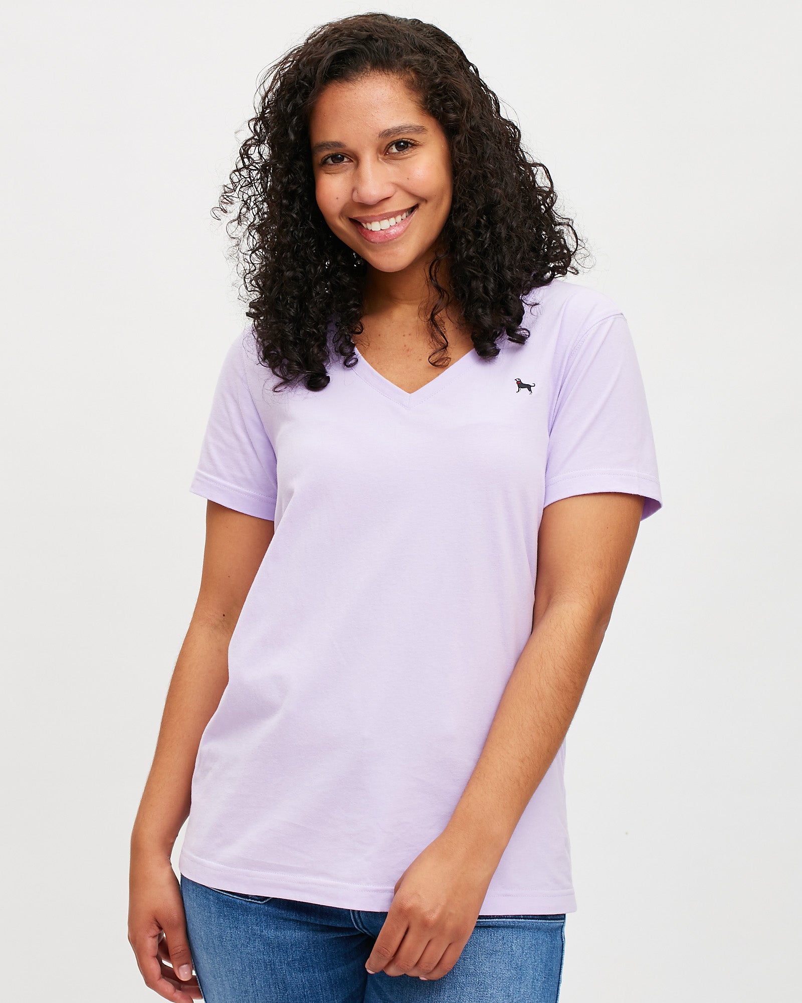 Personalized Embroidered Ladies V-Neck T-Shirt - 100% Cotton Custom Classic Tee